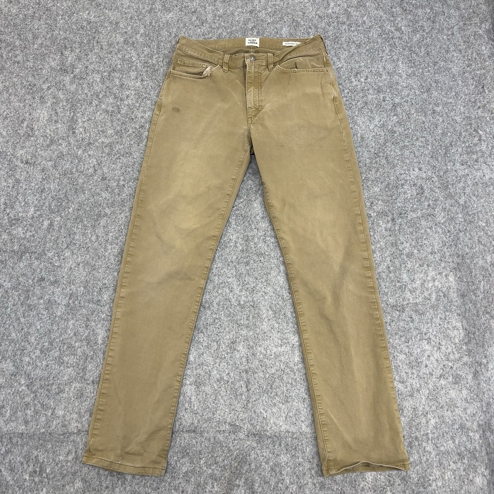 Flint and Tinder Jeans Mens 30x30 Khaki Straight Stretch Chino Pants Distressed